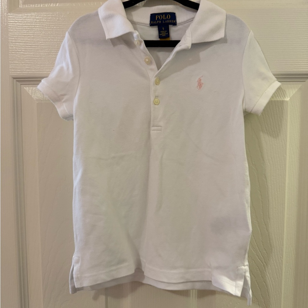 Polo by Ralph Lauren Kids Classic White Polo with Pink Polo Horse